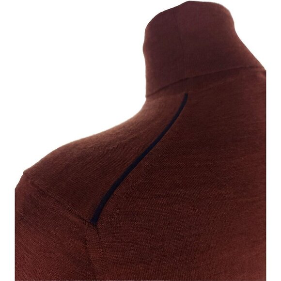 Lanvin Wool Turtleneck Knit Sweater Size XL Slim Mens Burgundy - Picture 7 of 16